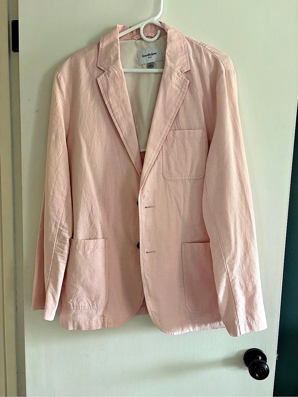 Goodfellow & Co Pink Cotton Linen Blazer Size Large Like New